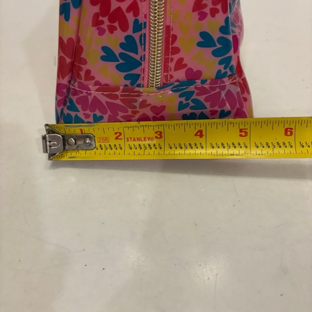 Juicy Couture PVC Cosmetic Makeup Wedge Bag Multi Hearts w/bottle NWT